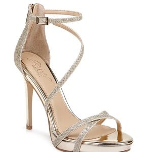 Badgley Mischka Glittering Gold Strappy Heels